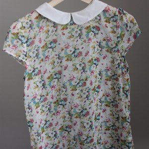 ZARA watercolor flower blouse